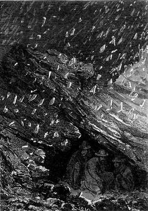 Una violenta granizada asaltó a los viajeros y les obligó a buscar un abrigo en las concavidades de las rocas