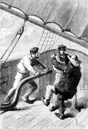 —¡Vira! ¡Vira! —gritaba el joven capitán, empujando el timón para virar en redondo